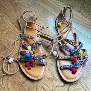 Mossimo lace up pom pom sandal